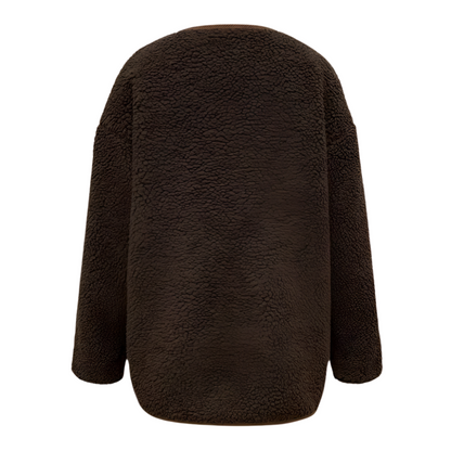Dames Teddy Fleece Jas met Drukknopen Warme en Comfortabele Tussenjas met Casual Pasvorm
