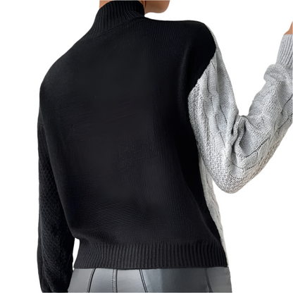 Dames Trui met Col en Asymmetrisch Design Trendy Gebreide Top voor Najaar en Winter