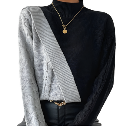 Dames Trui met Col en Asymmetrisch Design Trendy Gebreide Top voor Najaar en Winter
