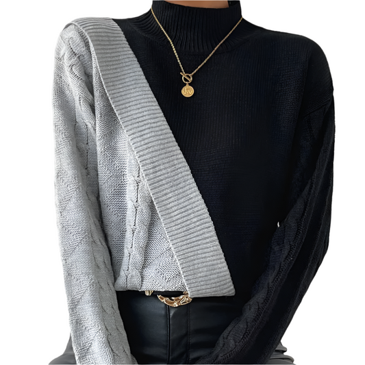 Dames Trui met Col en Asymmetrisch Design Trendy Gebreide Top voor Najaar en Winter
