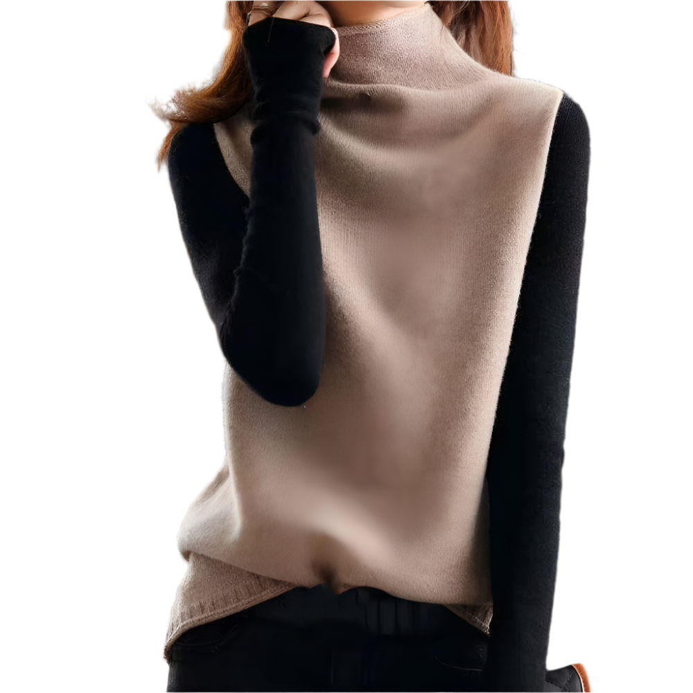 Dames Mouwloze Gebreide Top met Colkraag Zachte Stretchstof en Tijdloos Design voor Laagjeslooks