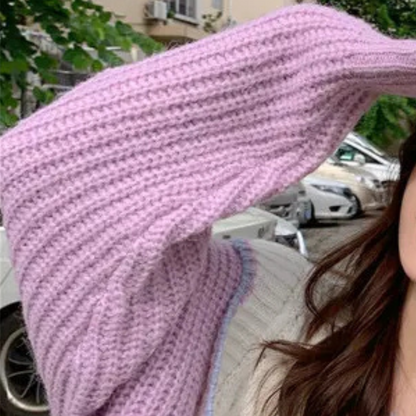 Dames Gebreid Vest met Golvende Boorden en Kleuraccenten Vrolijk en Comfortabel voor Elke Dag