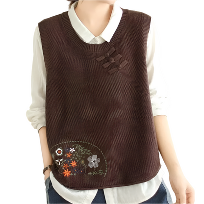 Penora - Elegant geborduurd bloemenvest voor dames