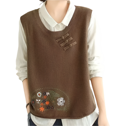 Penora - Elegant geborduurd bloemenvest voor dames