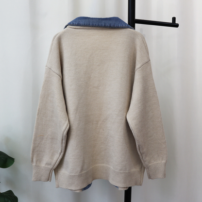 Dames Oversized Lang Vest met Denim Zakken en Losvallende Pasvorm Casual Streetwear Stijl voor Elke Dag
