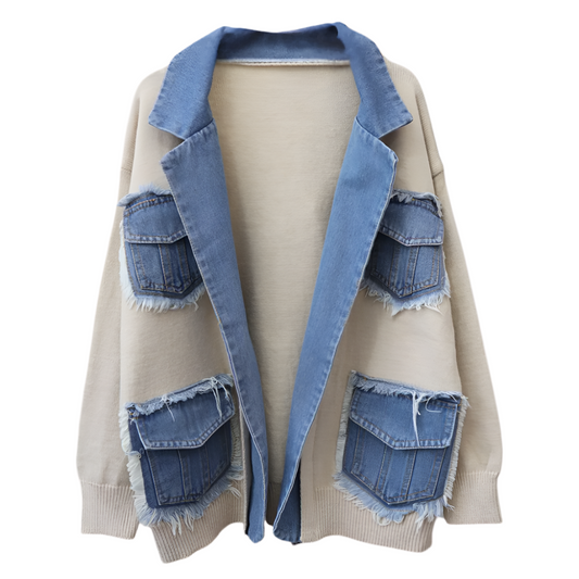 Dames Oversized Lang Vest met Denim Zakken en Losvallende Pasvorm Casual Streetwear Stijl voor Elke Dag