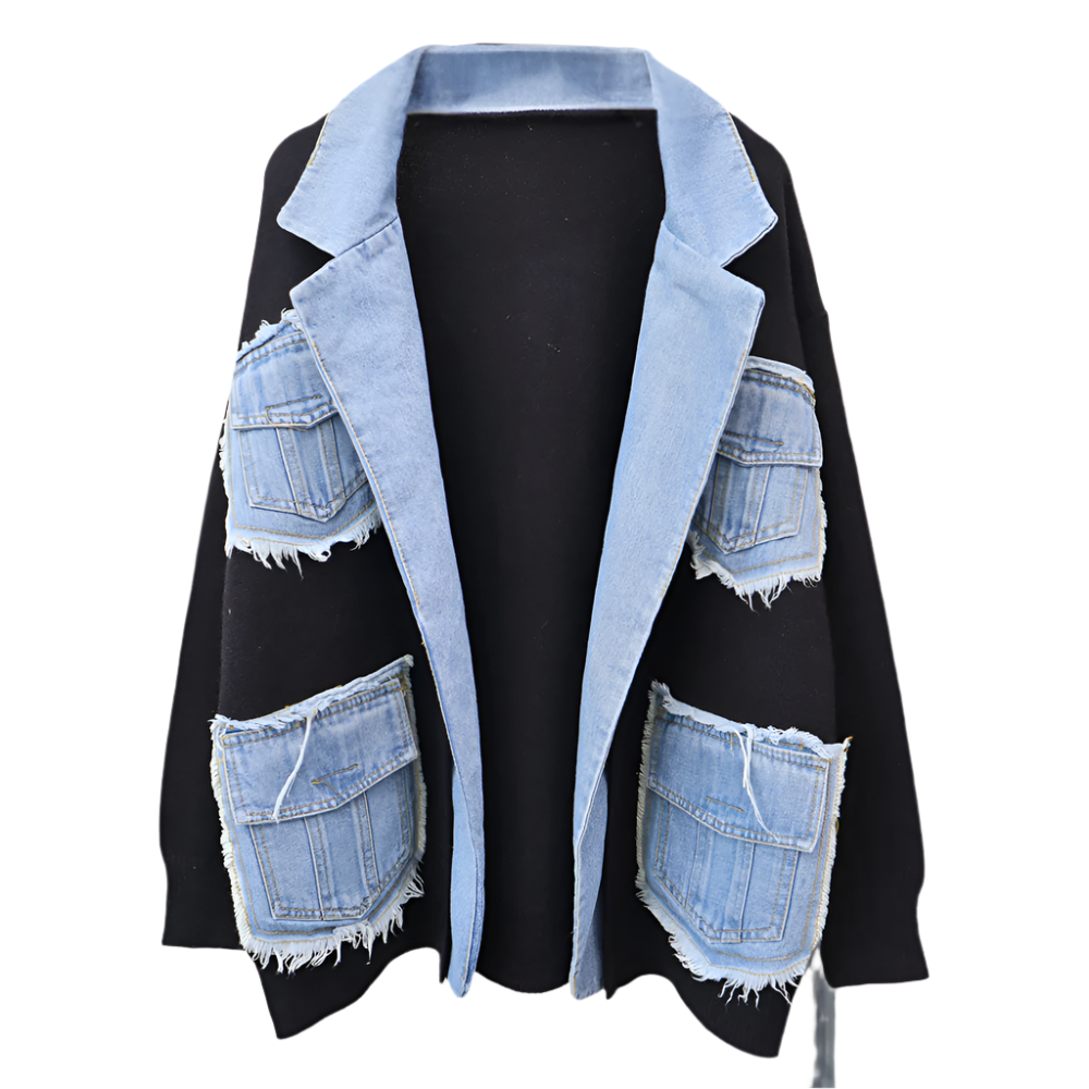 Dames Oversized Lang Vest met Denim Zakken en Losvallende Pasvorm Casual Streetwear Stijl voor Elke Dag