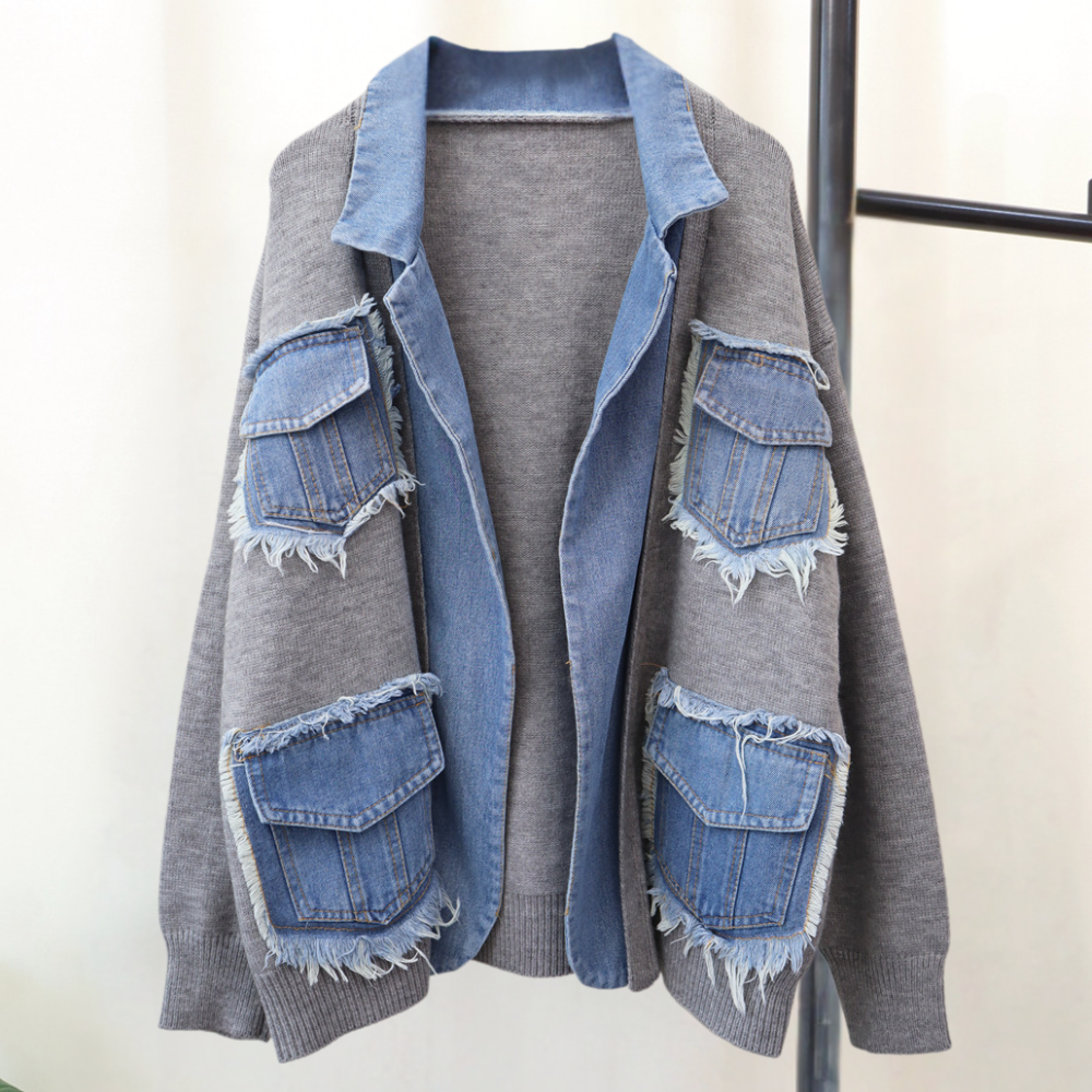 Dames Oversized Lang Vest met Denim Zakken en Losvallende Pasvorm Casual Streetwear Stijl voor Elke Dag