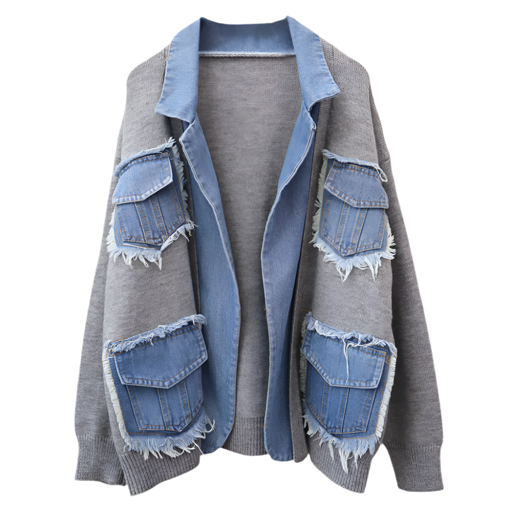 Dames Oversized Lang Vest met Denim Zakken en Losvallende Pasvorm Casual Streetwear Stijl voor Elke Dag