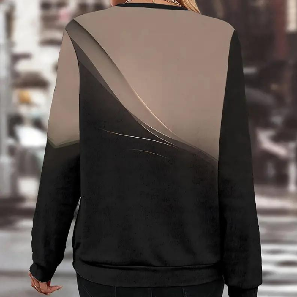 Dames Casual Sweater met Ritssluiting en Grafische Print Comfortabele Trui met Moderne Halslijn en Stijlvol Design