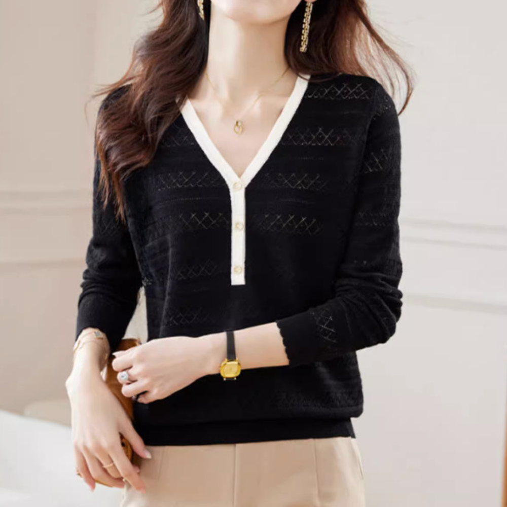 Livelle – Elegante Damestrui met Diepe V-Hals en Comfortabele Pasvorm