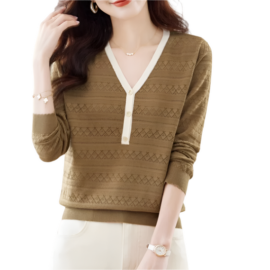 Livelle – Elegante Damestrui met Diepe V-Hals en Comfortabele Pasvorm