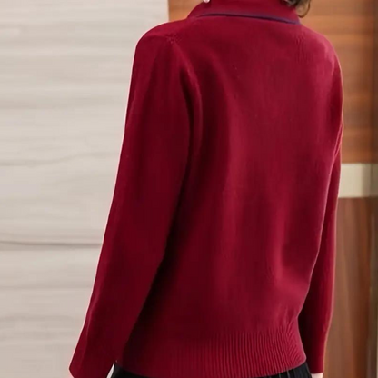 Dames Fijngebreide Trui met Open Kraag Tijdloos Model met Elegante Textuur en Comfortabele Pasvorm
