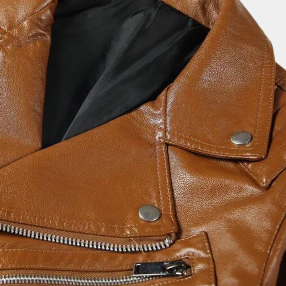 Lutz – Stijlvolle Heren Bikerjack van Kunstleer in Khaki