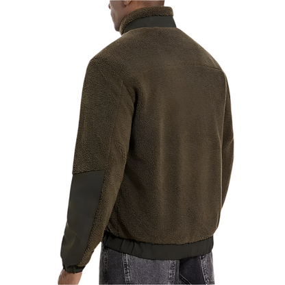 Heren Outdoor Fleece Jas met Ritssluiting en Verstevigde Details Warme Jas voor Dagelijks Gebruik en Avontuur