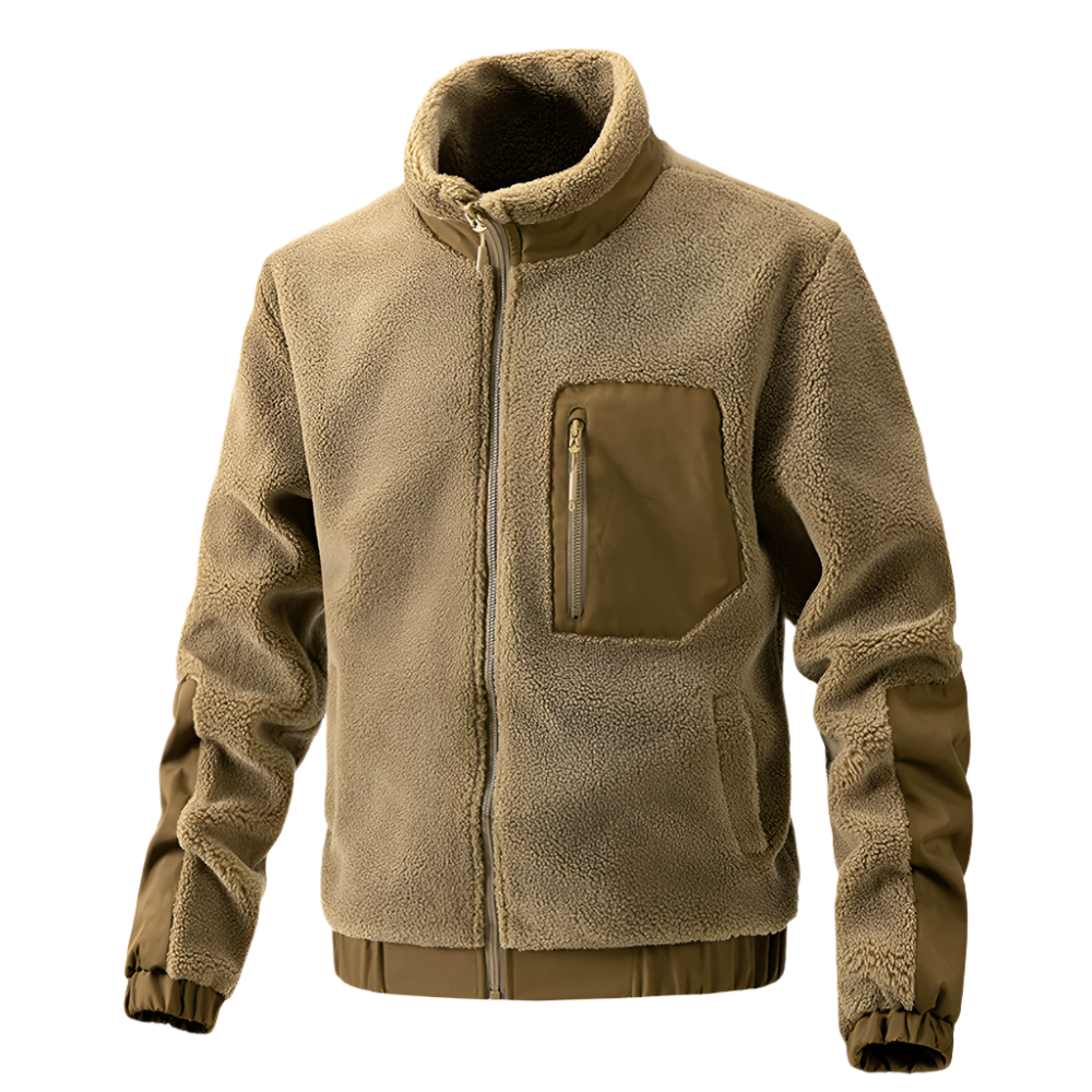 Heren Outdoor Fleece Jas met Ritssluiting en Verstevigde Details Warme Jas voor Dagelijks Gebruik en Avontuur