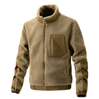 Heren Outdoor Fleece Jas met Ritssluiting en Verstevigde Details Warme Jas voor Dagelijks Gebruik en Avontuur