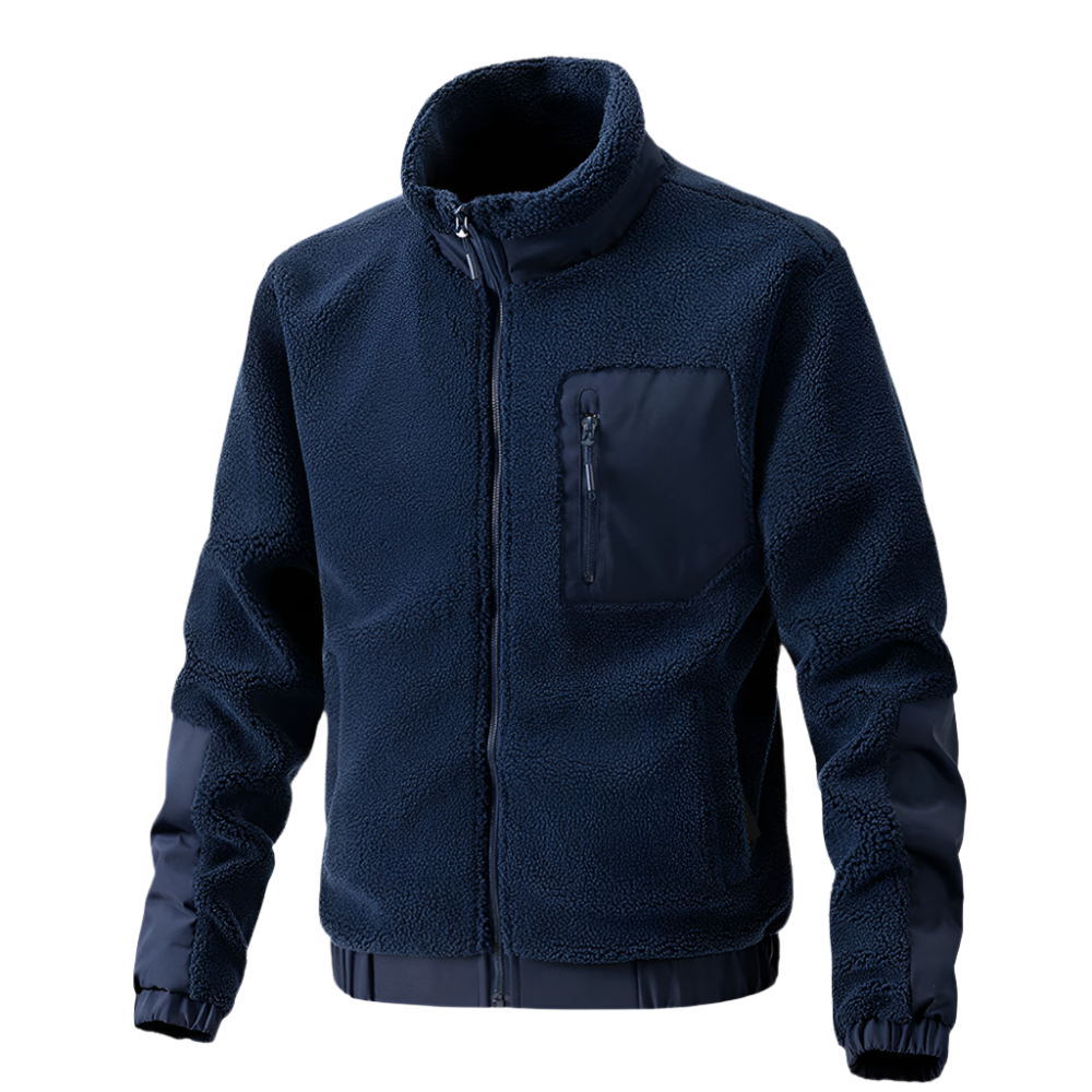 Heren Outdoor Fleece Jas met Ritssluiting en Verstevigde Details Warme Jas voor Dagelijks Gebruik en Avontuur