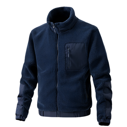 Heren Outdoor Fleece Jas met Ritssluiting en Verstevigde Details Warme Jas voor Dagelijks Gebruik en Avontuur