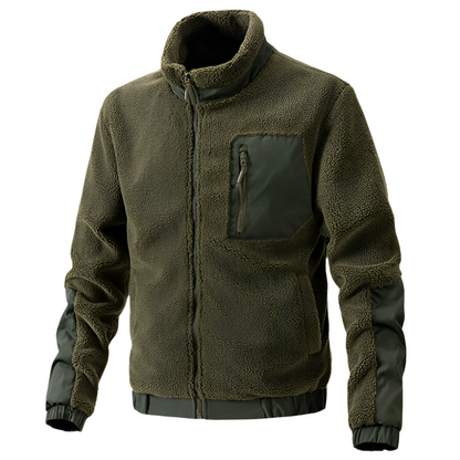 Heren Outdoor Fleece Jas met Ritssluiting en Verstevigde Details Warme Jas voor Dagelijks Gebruik en Avontuur