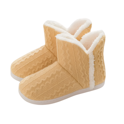 Dames Warme Huissloffen met Hoge Schacht Gebreid Design met Zachte Fleece Voering