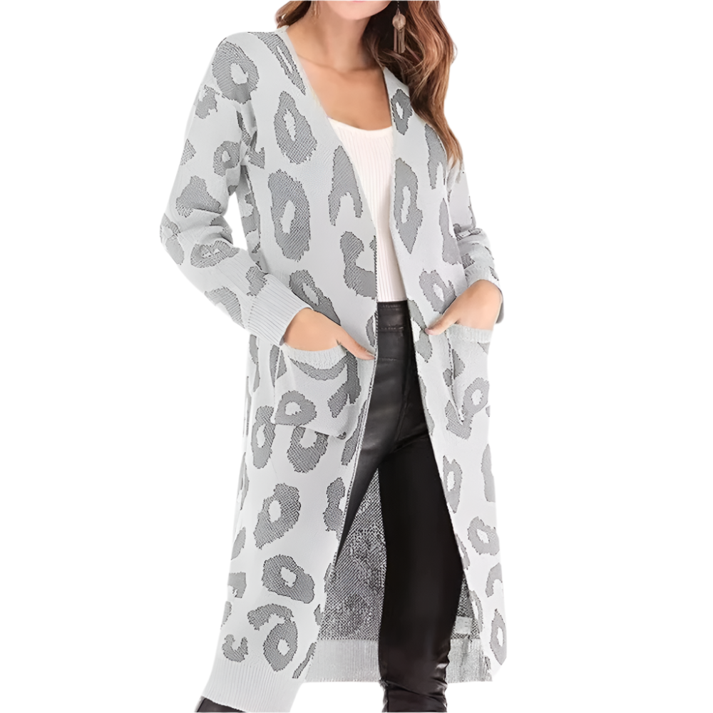 Claudia - Stijlvol lang vest met luipaardprint voor dames