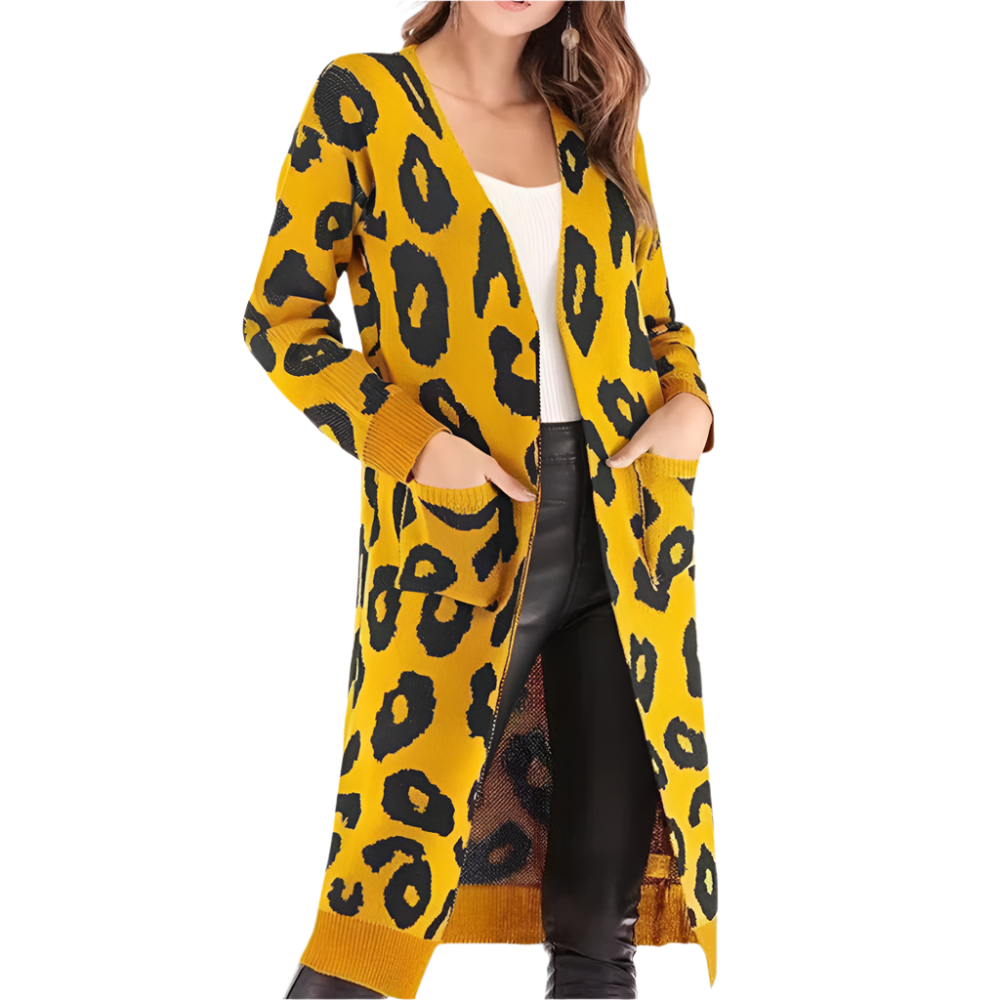 Claudia - Stijlvol lang vest met luipaardprint voor dames