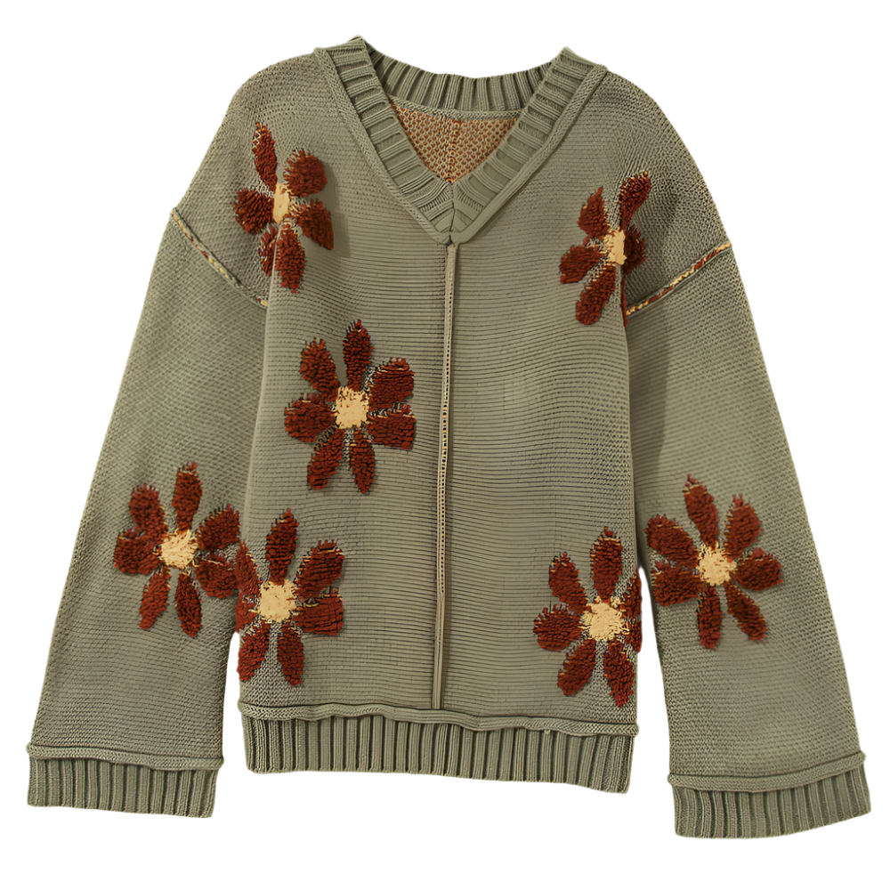Haven - Elegante gebreide bloemen trui voor dames