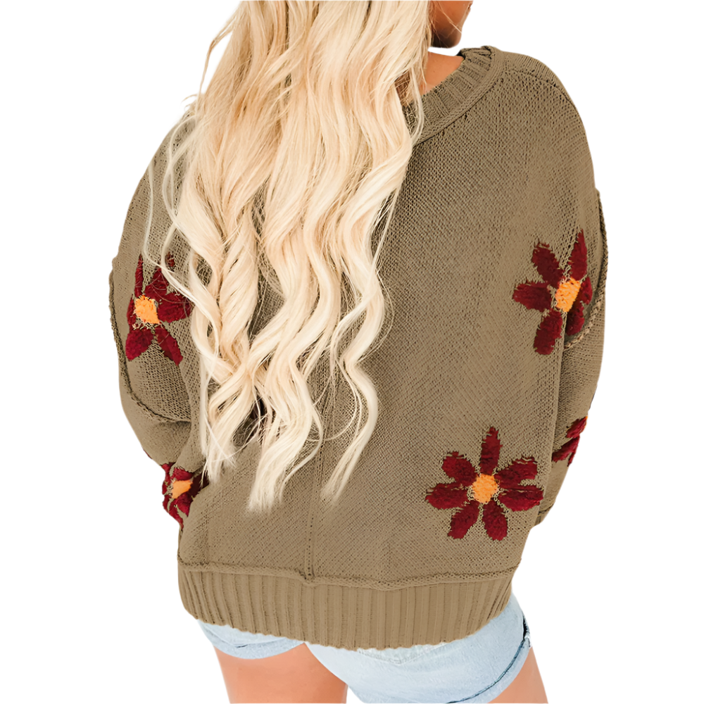 Haven - Elegante gebreide bloemen trui voor dames