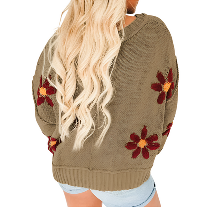 Haven - Elegante gebreide bloemen trui voor dames