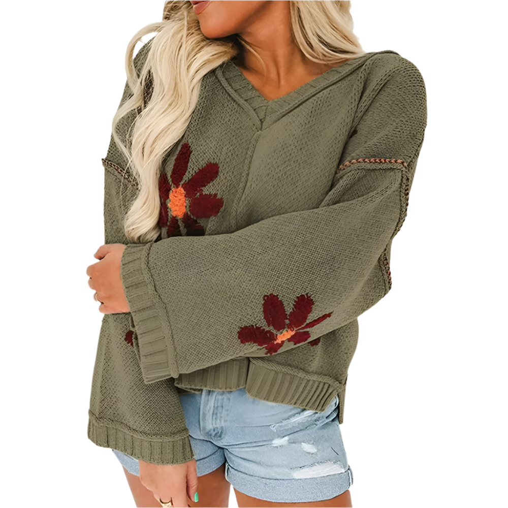 Haven - Elegante gebreide bloemen trui voor dames