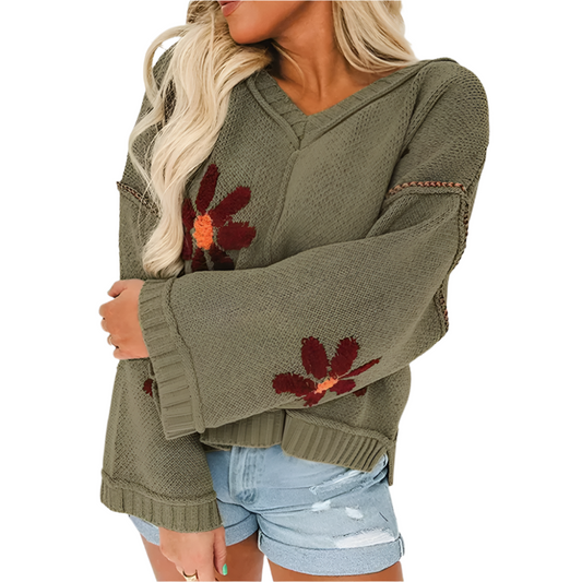 Haven - Elegante gebreide bloemen trui voor dames