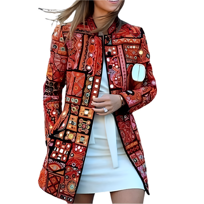 Dames Oversized Blousejas met Abstract Patroon Lange Blouse met Kraag en Grafische Print