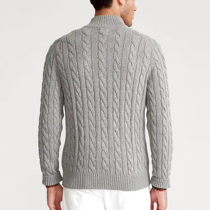 Heren trui in diverse kleuren – warme kabeltrui met halve rits en tijdloos design
