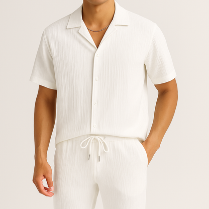 Heren set met overhemd en broek – comfortabele en stijlvolle outfit voor najaar, vakantie en casual gelegenheden in diverse kleuren