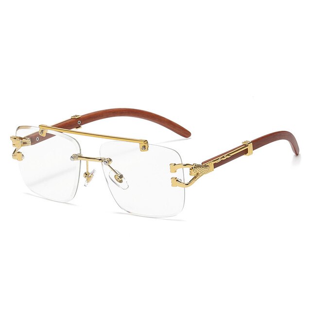 Unisex Zonnebril met Gekleurde Glazen en Goudkleurig Montuur UV400 Bescherming en Luxe Randloos Design
