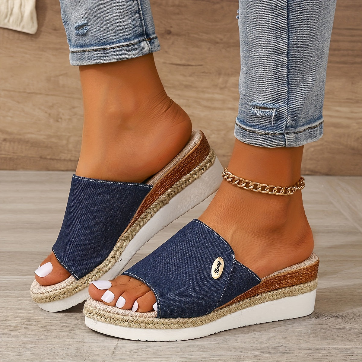 Dames zomersandalen met sleehak en jute zool Lichtgewicht en comfortabel voor elke dag