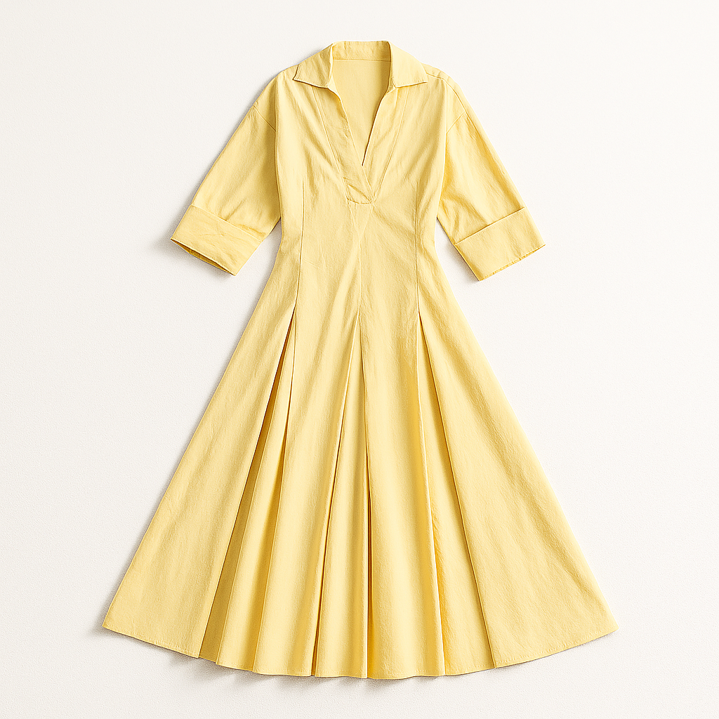 Lange dames zomerjurk met V-hals en plooien in diverse kleuren luchtige maxi jurk voor vakantie, diner of een stijlvolle dag in de zon