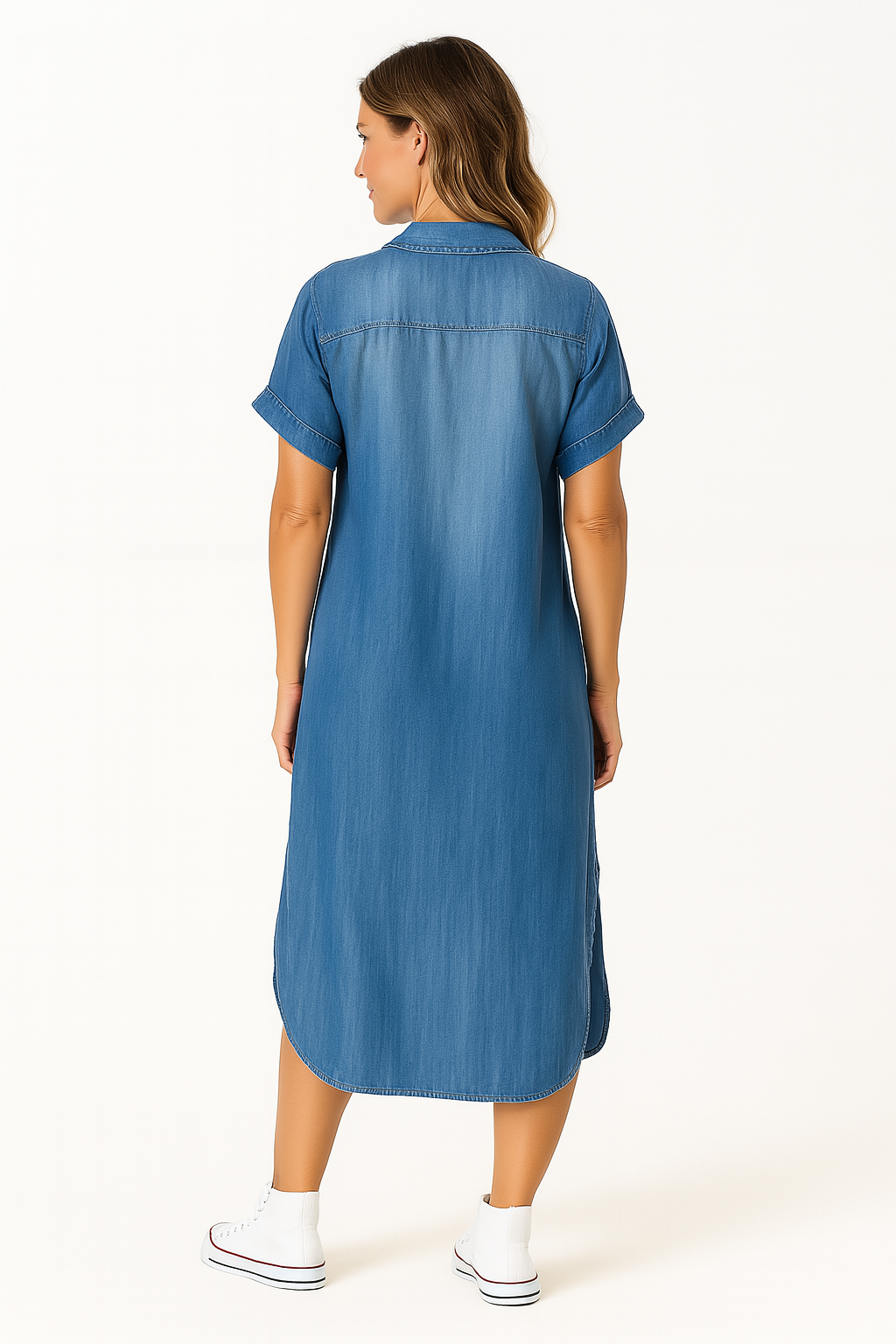 Dames overhemdjurk van denimstof luchtige zomerjurk met casual pasvorm in diverse kleuren
