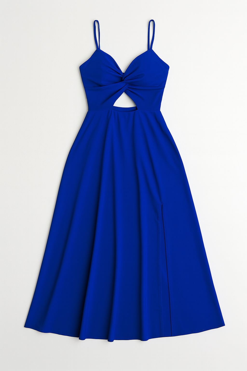 Dames zomerjurk met spaghettibandjes en hoge split luchtige midi jurk met cut-out detail in diverse kleuren, perfect voor feest of vakantie