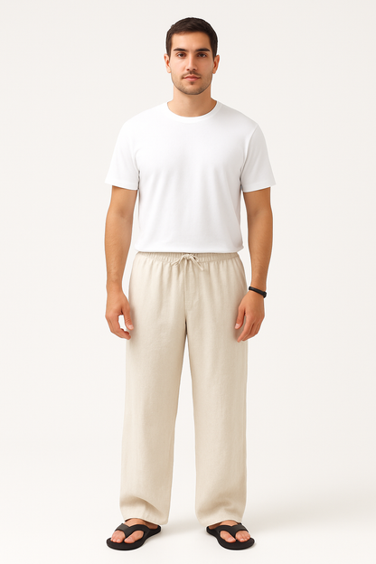 Heren linnen broek met rechte pijpen luchtige zomerbroek voor casual en nette momenten