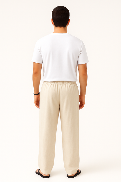 Heren linnen broek met rechte pijpen luchtige zomerbroek voor casual en nette momenten