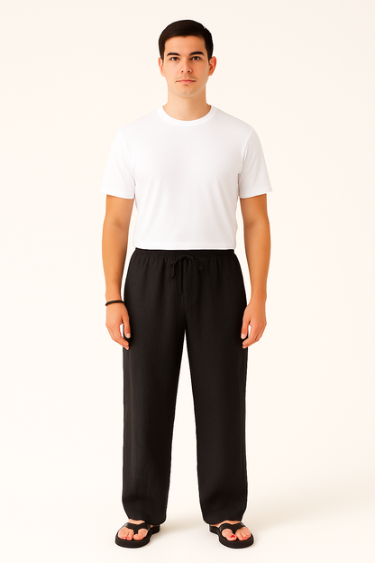 Heren linnen broek met rechte pijpen luchtige zomerbroek voor casual en nette momenten