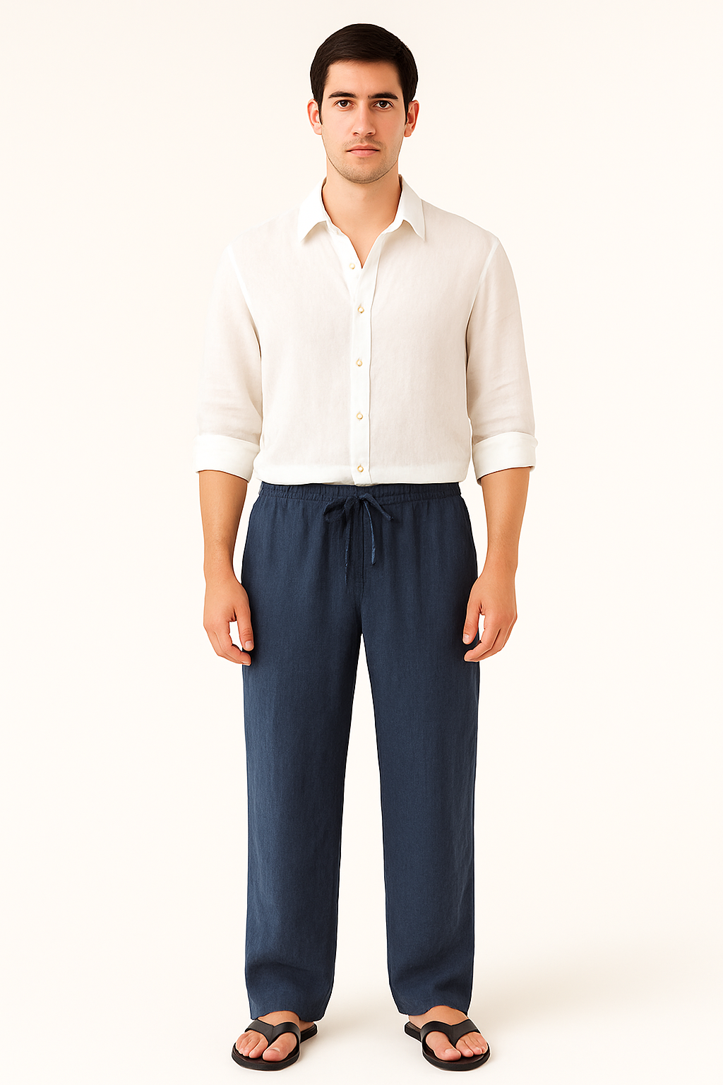 Heren linnen broek met rechte pijpen luchtige zomerbroek voor casual en nette momenten