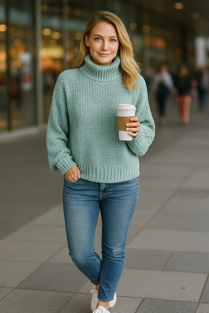 Dames coltrui met grofgebreide structuur – warme herfsttrui in diverse kleuren
