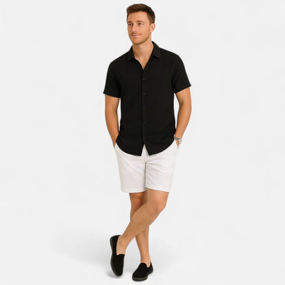 Heren linnen overhemd in diverse kleuren – luchtig zomerhemd met korte mouwen en casual fit