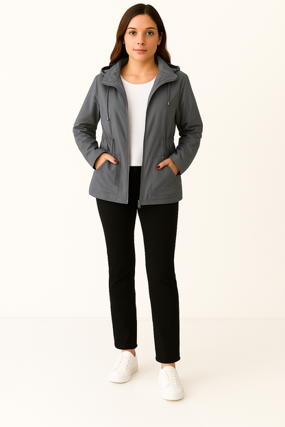 Dames zomerjas met capuchon en waterafstotende coating perfecte regenjas voor de zomerdagen
