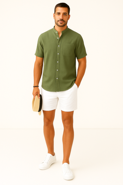 Heren linnen zomer shirt met korte mouwen Ademend en stijlvol voor casual én nette gelegenheden