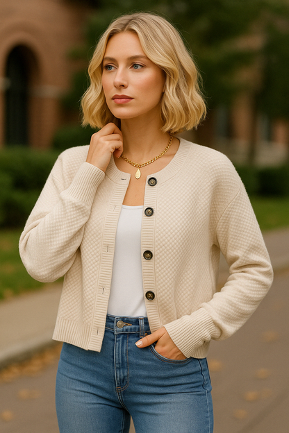 Dames Gebreid Vest met Ronde Hals en Knoopsluiting Zacht Materiaal en Tijdloze Pasvorm voor Elke Dag