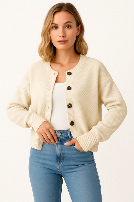 Dames Gebreid Vest met Ronde Hals en Knoopsluiting Zacht Materiaal en Tijdloze Pasvorm voor Elke Dag